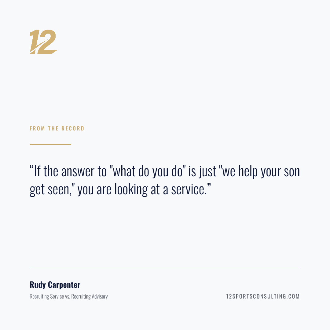 Quote card: If the answer to "what do you do" is just "we help your son get seen," you are looking at a service.