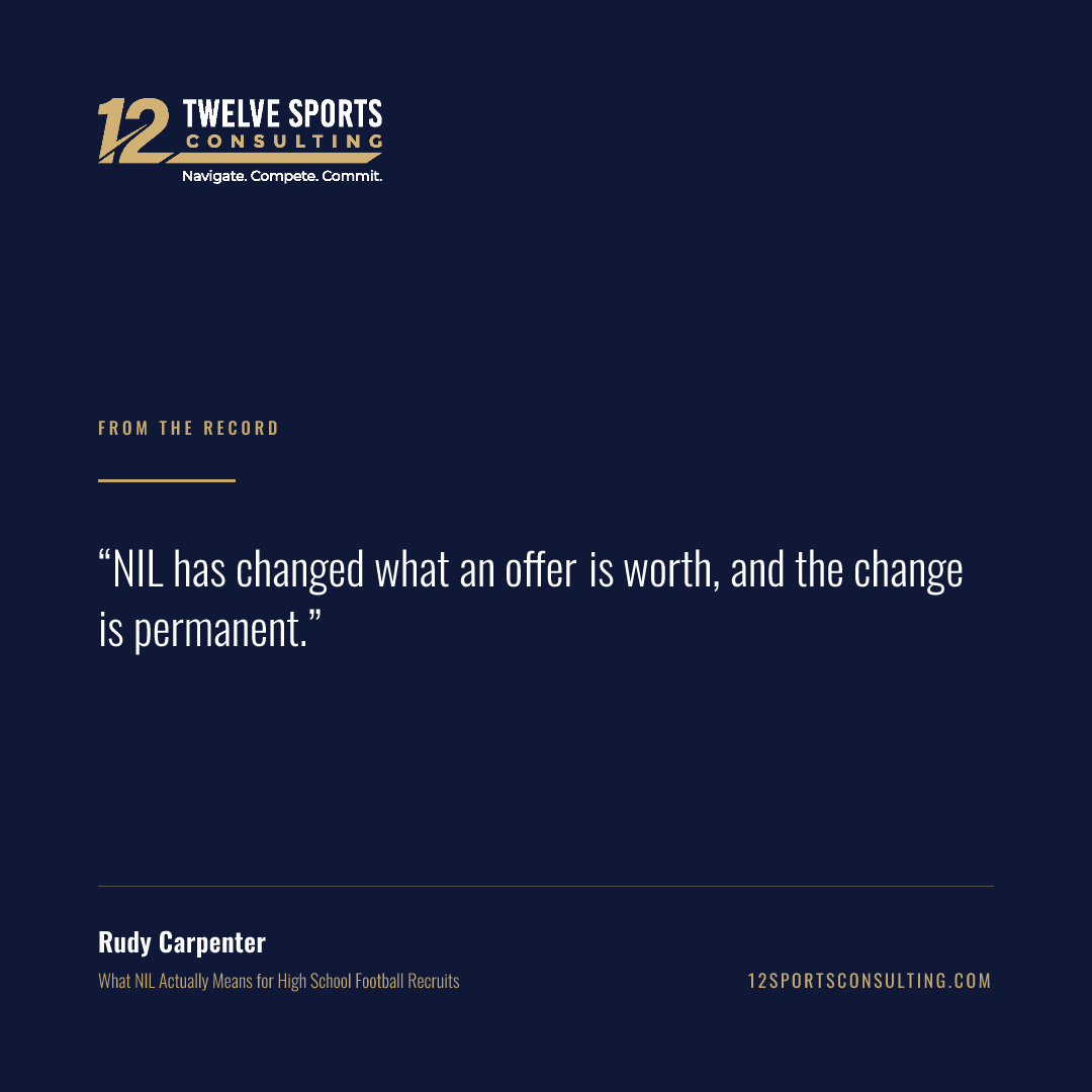 Quote card: NIL has changed what an offer is worth, and the change is permanent.