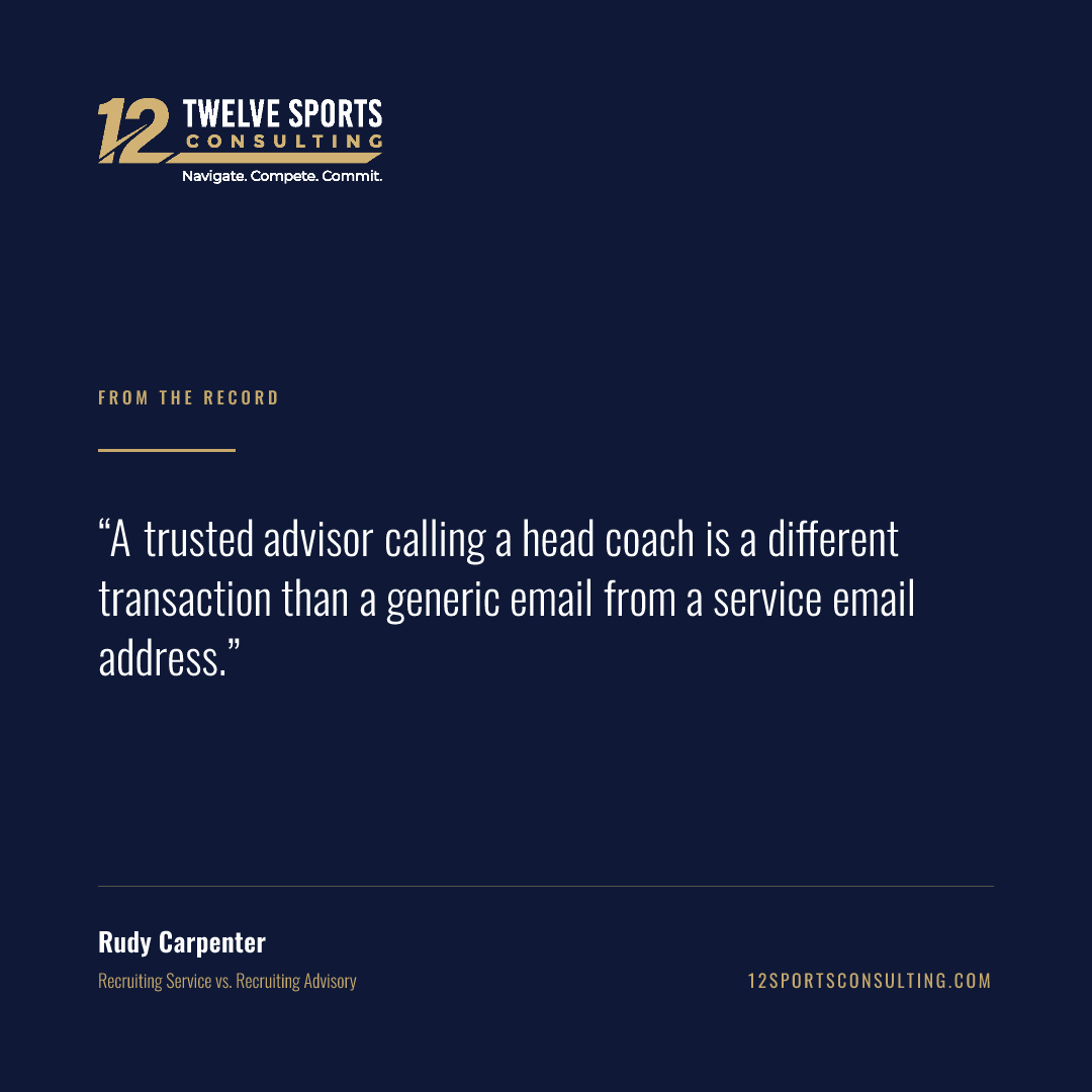 Quote card: A trusted advisor calling a head coach is a different transaction than a generic email from a service email address.
